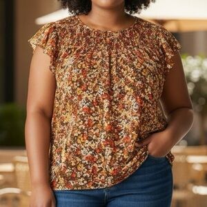 TAMARA H. Floral Blouse Plus Size